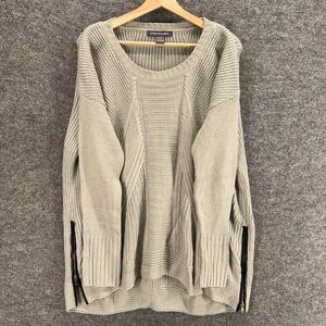 Kate & Mallory Sweater Pullover Women M Medium Gray Knit Long Sleeve Acrylic